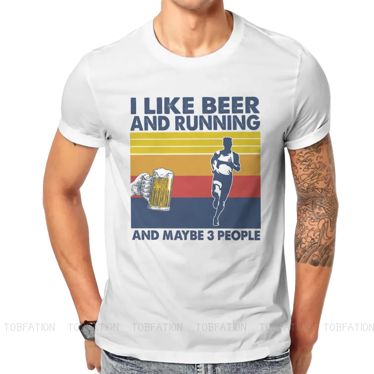 I Like Beer and Running Beer Lover Father\'s Day Gift T Shirt Grunge Loose Crewneck TShirt Big sales Harajuku Men\'s Streetwear