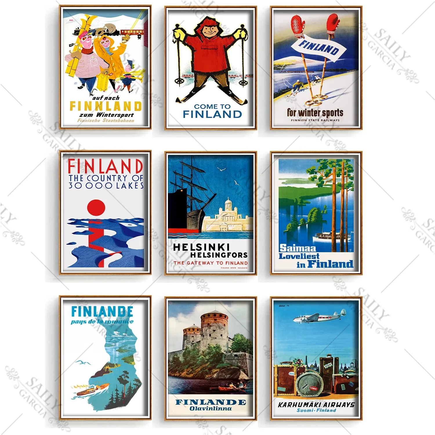 

Nordic Art Finland Travel Helsinki Saimaa Canvas Painting Vintage Kraft Children Poster Classic Wall Art Stickers for Nursery