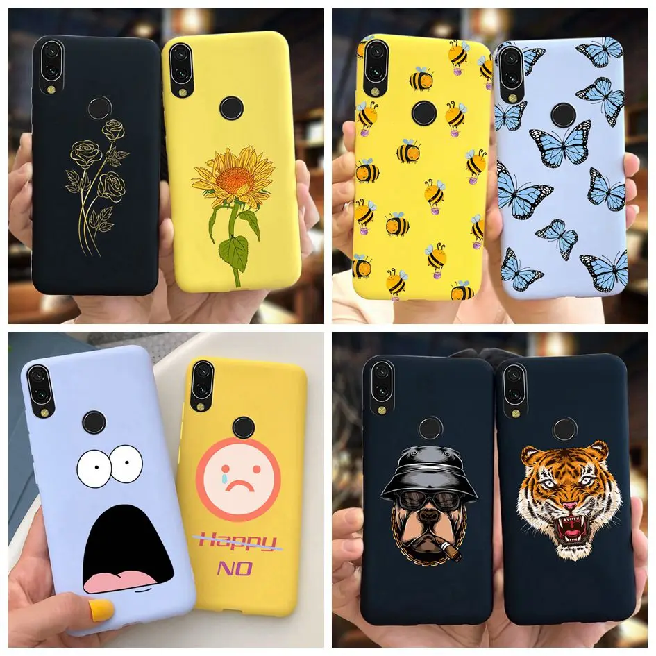 Soft Case For Xiaomi Redmi Note 7 Cover Funda For Redmi 7 7A Fashion Silicone Sunflower Phone Case on Redmi Note7 Pro Back Cover