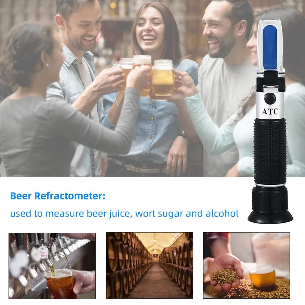 yieryi Beer Wort Wine Refractometer Brix Brewing Refractometer Dual Scale - Specific Gravity 1.000-1.130 and 0-32% Brix