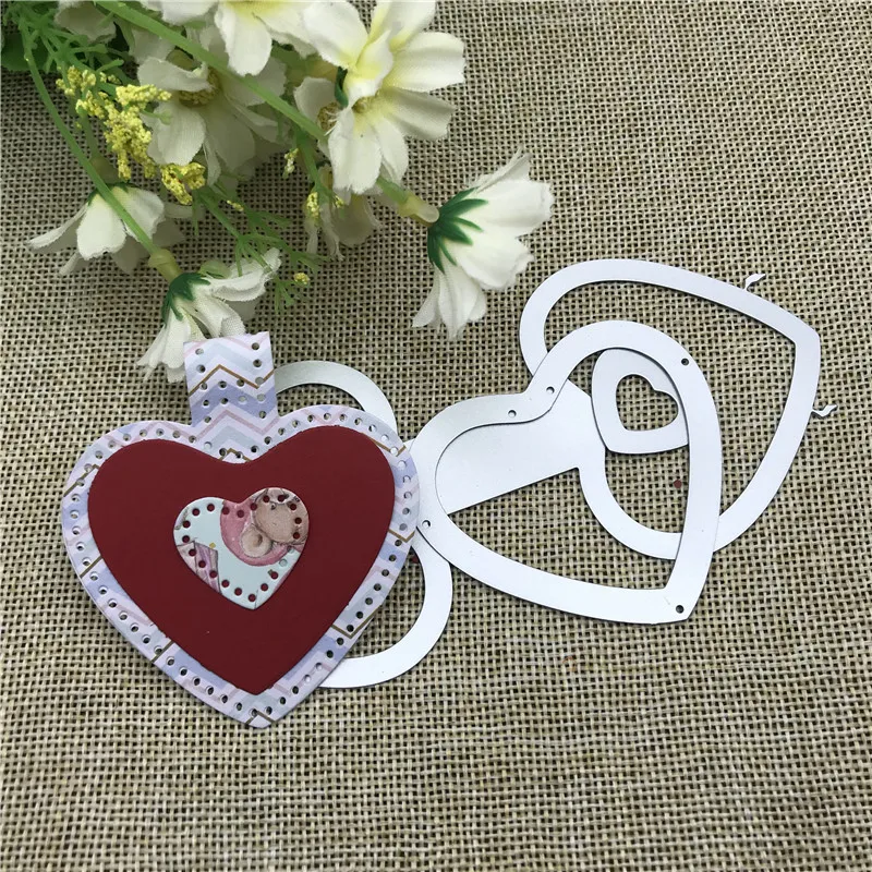 Die Cut Metal Cutting die keychain shaker Heart Paper Key Chain Scrapbook Paper Craft Card Punch Art Knife Cutter