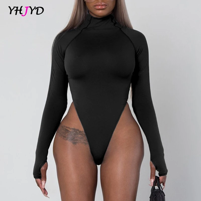 Tay Dài Bodysuit Nữ Cổ Cao Ấm Áp Cao Cấp Gợi Cảm Bodycon Cơ Thể Cho Phụ Nữ Bodysuits Màu Đen Xanh Cam 1 bộ Trang Phục