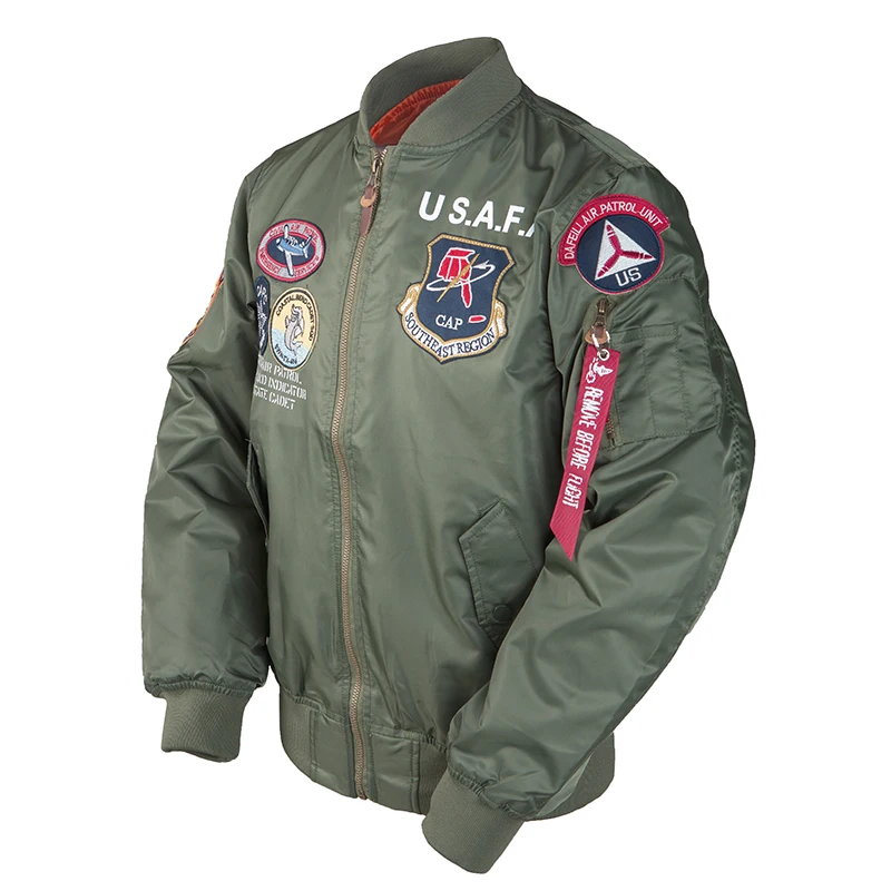 2024 Embroidered Military Patches vintage men thin clothes brands Top gun MA1 bomber flihgt jacket pilot coat windbreaker