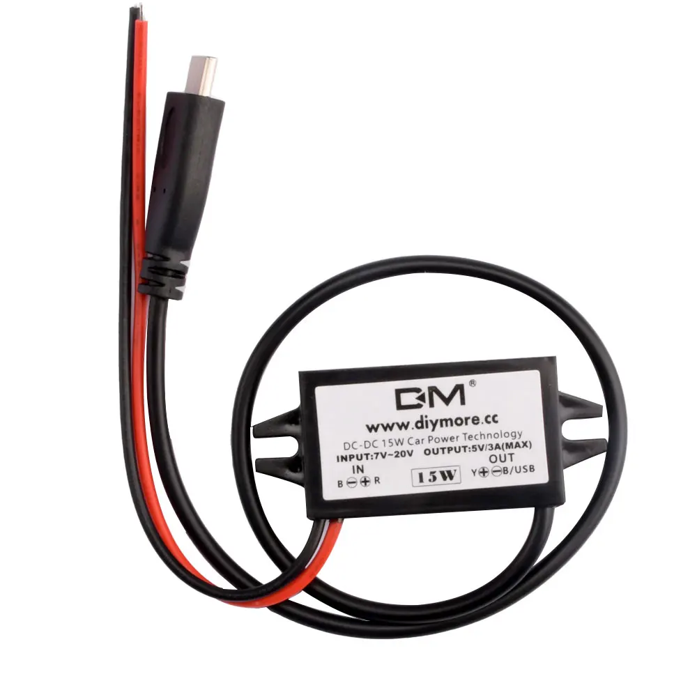 12V to USB, 12V to 5V USB Adapter, DC Buck Converter Module 3A 15W DC to DC Car Power Converter