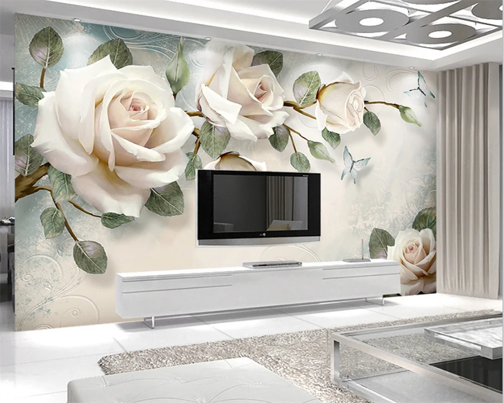 beibehang 2025 new modern personality wallpaper simple hand painted oil painting floral European background wall papel de parede