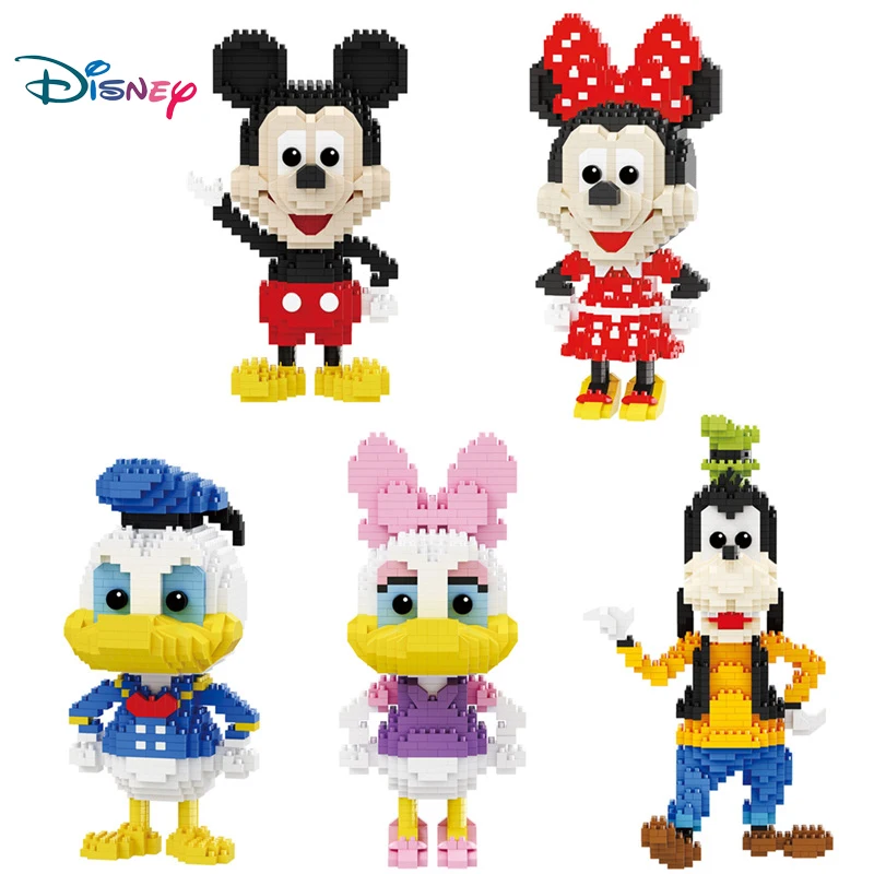 Nowy 3800 sztuk + Disney Mickey Mouse Mini klocki duży rozmiar kreskówka myszka miki kaczor Donald Model budynku Anime zabawki prezent na boże