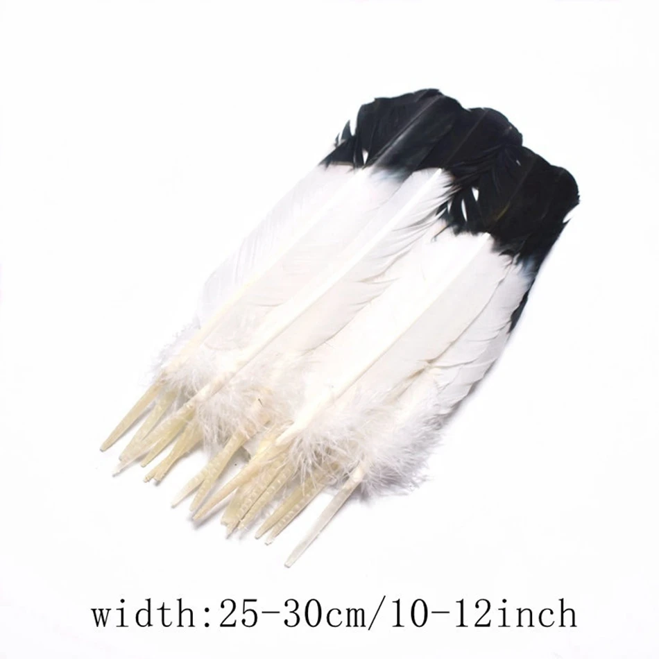 10Pcs Natural Plume White Black Turkey Feathers for Crafts Home DIY Feather Party Wedding Decoration Accessories 25-30cm