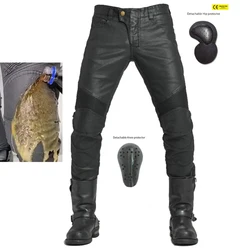 Upgrade Coated Waterproof Motorcycle Riding Denim Jeans Locomotive Cycling Motocross Racing Drop-proof Pants With CE Armor Pads