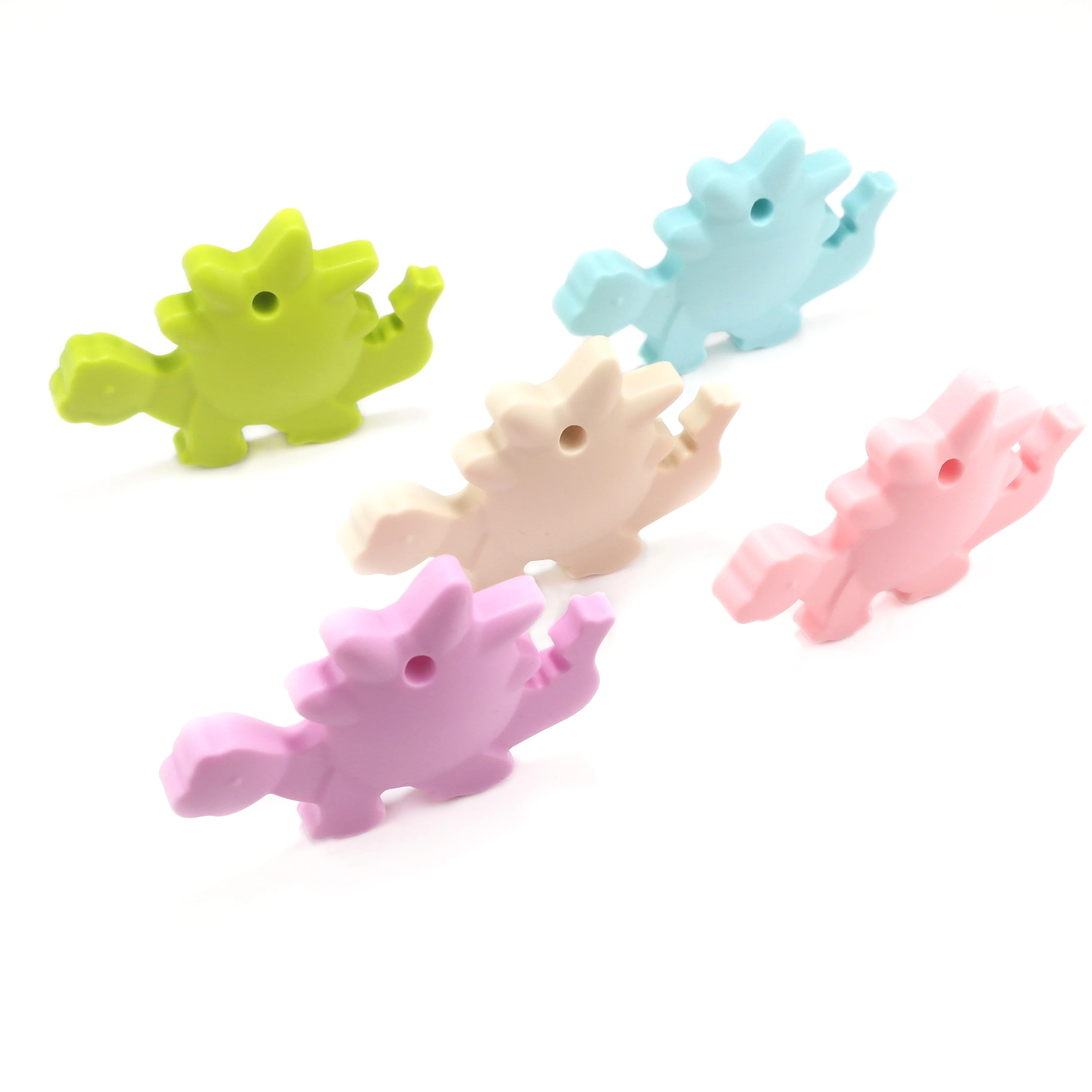 

Sutoyuen 10 Pcs BPA Free Food Grade Silicone Dinosaur Teether Chewable Pendant Nursing Necklace Silicone Baby Dummy Teether