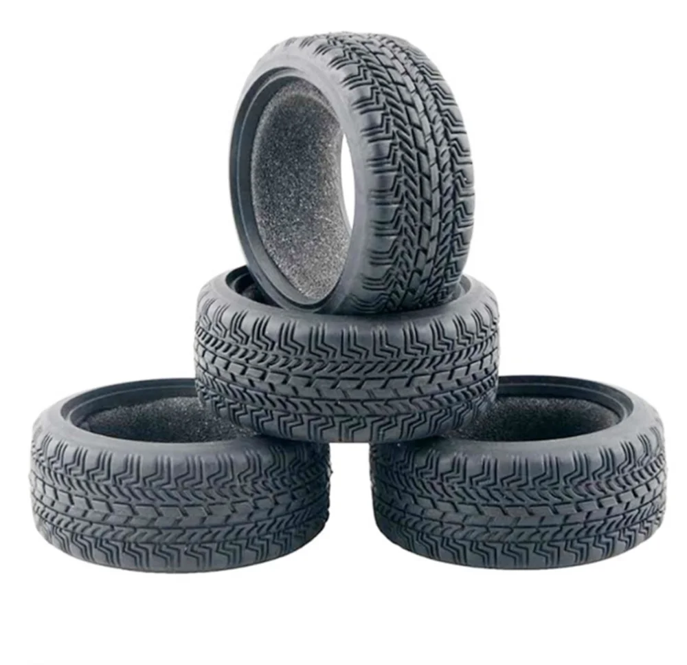 2/4 PCS Kyosho Natural Rubber Tire+ Sponge liner/wheel rim For Rc Hobby Car Himoto 1:10 On Road Racing Car HSP HPI Redcat 02116