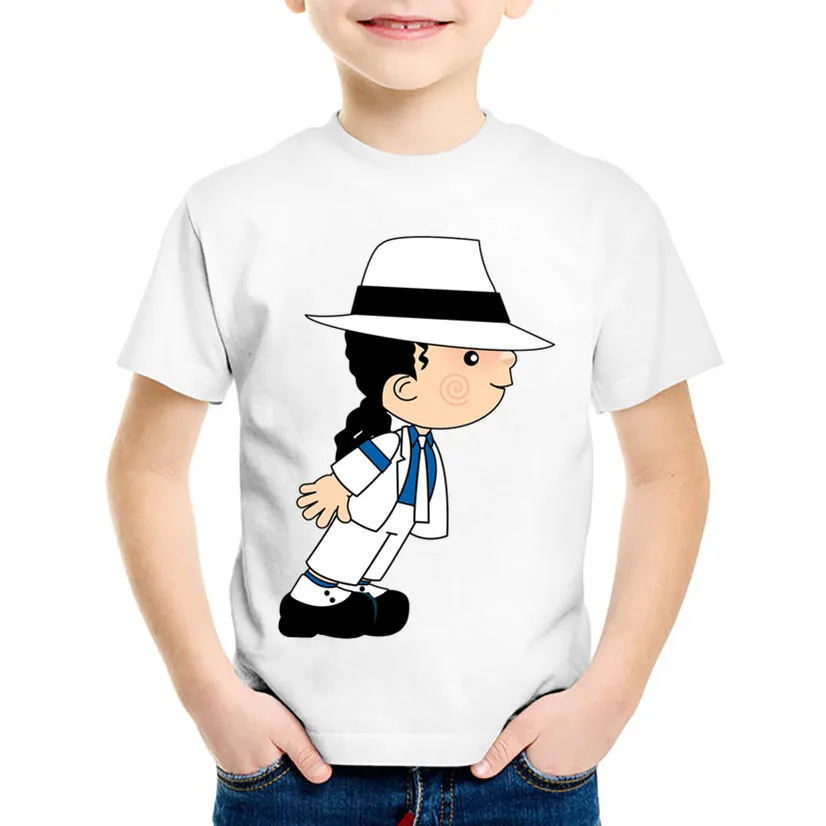 Children Cartoon Michael Jackson Funny T shirt Kids Rock N Roll Summer Tops Baby Boys/Girls Casual Clothes,oHKP5144