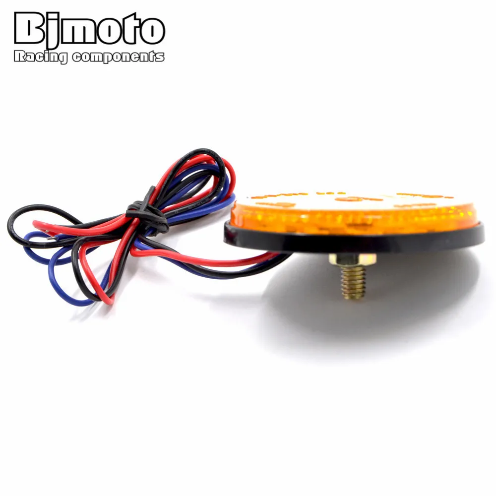 BJMOTO Car Motorcycle 24SMD LED Tail Brake Turn Signal Light Lamp Round Reflector Motobike LED Lights Red White Yellow Light 12V