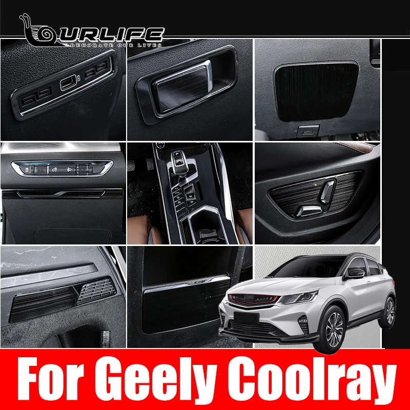 

For Geely Coolray 2019-2021 Car Styling Internal Gear Box Panel Outlet Windows Control Interior Sticker Auto Frame Accessories