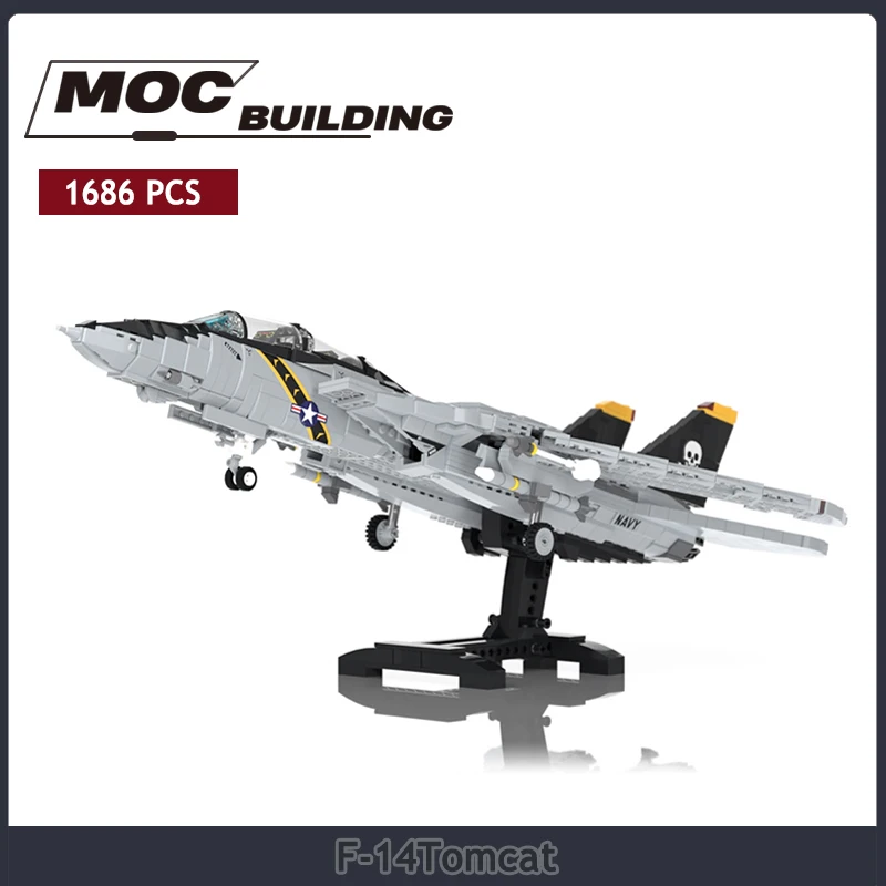 MOC Building Blocks F-14 Tomcat Creative Aircraft Bricks Supersonic Fighter DIY Assembly Models Children's Toys Gifts