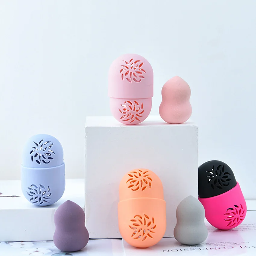 1Pcs ซิลิโคนความงามกล่องเก็บฟองน้ำผงพัฟแบบพกพาผู้ถือ Drying Proof เครื่องสำอางค์พัฟแต่งหน้าอุปกรณ์เสริม