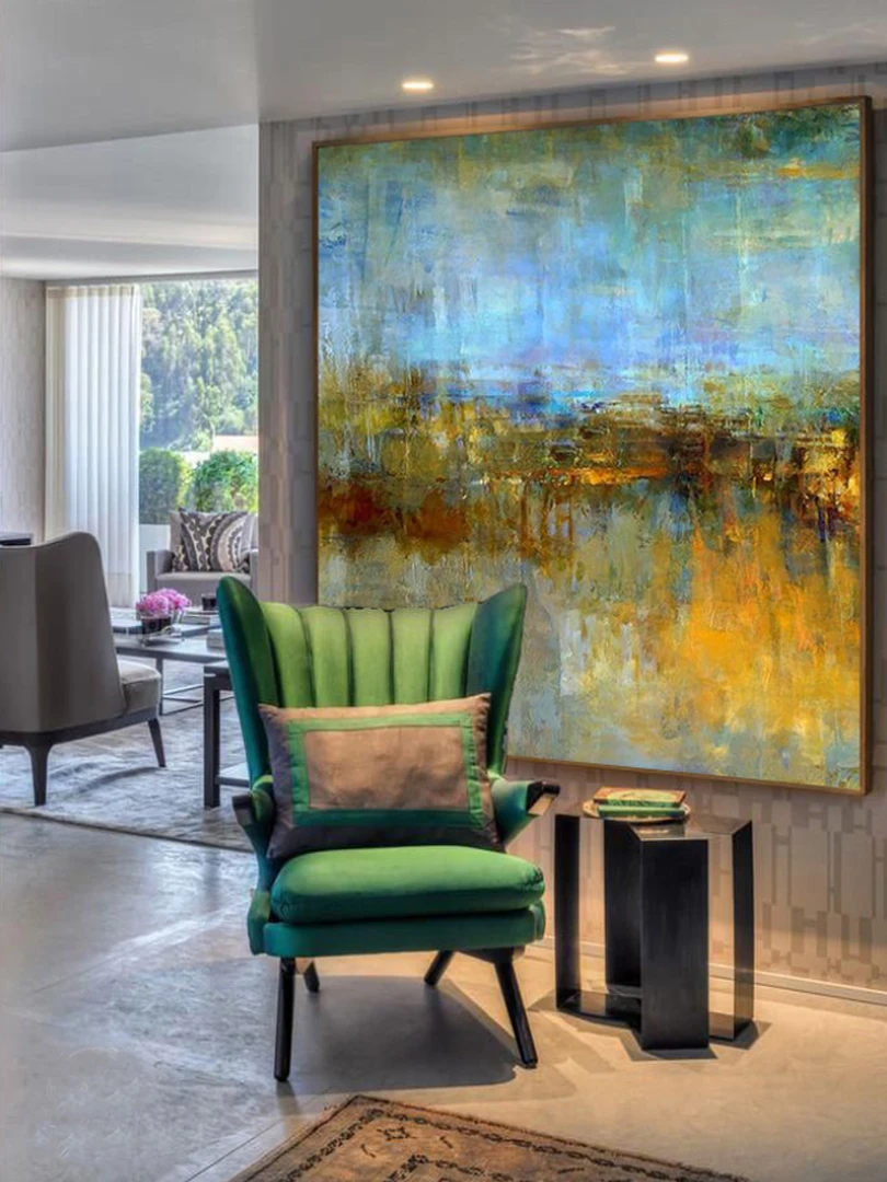 Texture Landscape Wall Art Pic, 100% Hand Painted, Modern Abstract Oil Painting, On Canvas for Living Room, Home Decor, No Frame