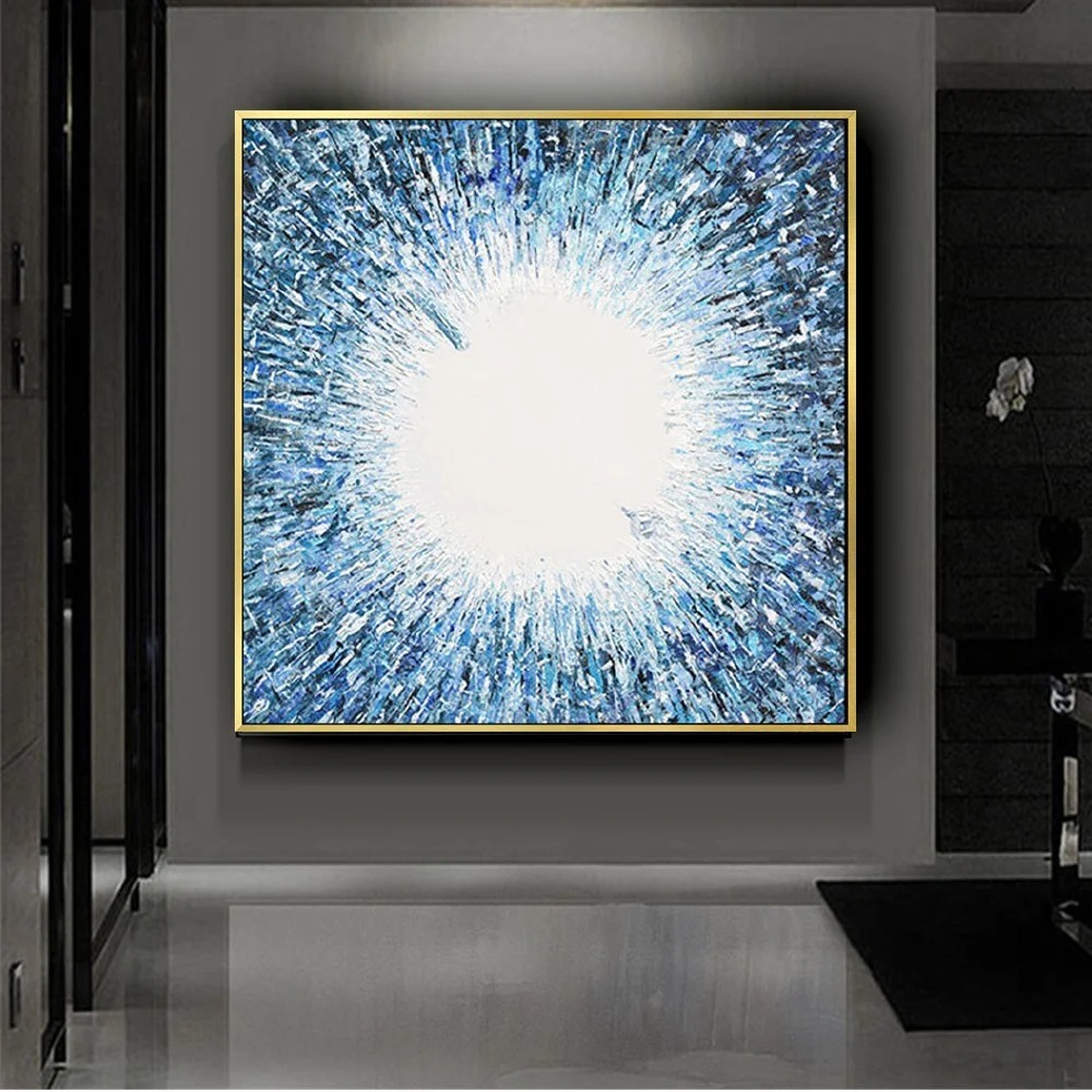 100% Hand Painted Oil Painting On Canvas wall art modern blue pop Room decor Singularity pattern mural For Home Decoration art