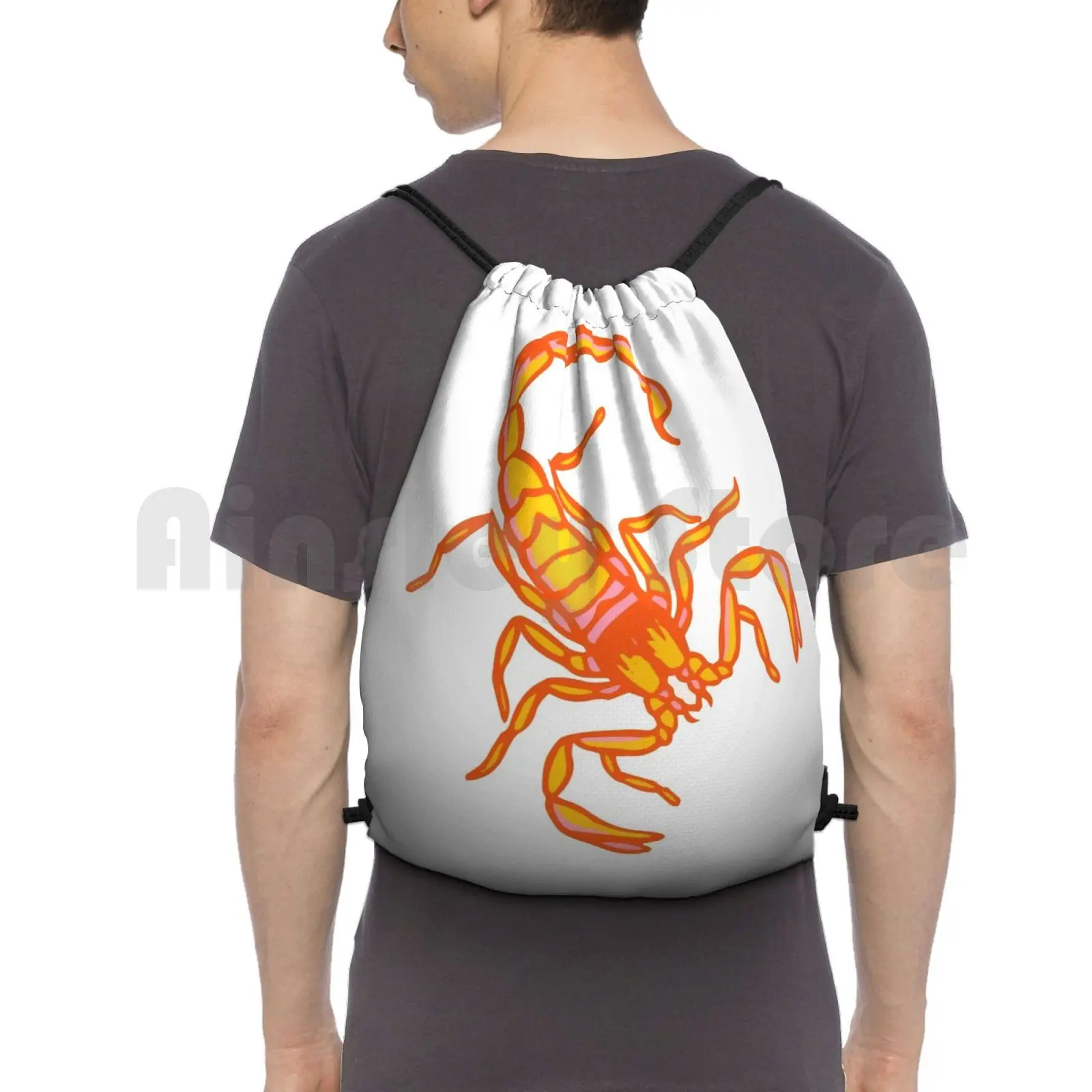 Scorpion Graphic By Crawl Home Backpack Drawstring Bags Gym Bag Waterproof Scopion Crawlhome Arachnids Flashart Sting