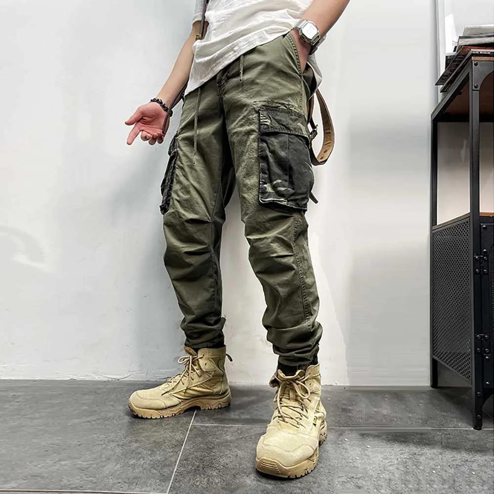 Retro Camouflage Slim Fit Cargo Pants Men Casual Harem Trousers Military Style Tactical Joggers Streetwear Clothing