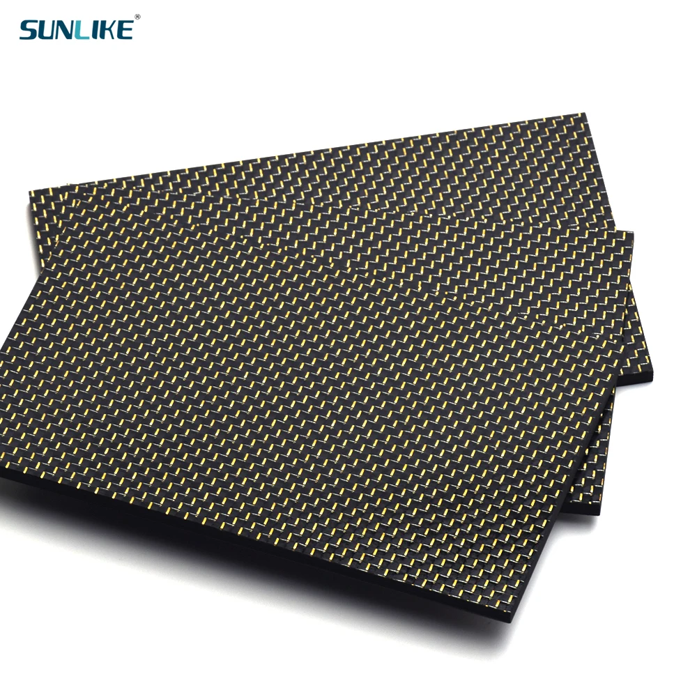 400x500mm 3k Color Carbon Fiber Board Thickness 0.5 to 2.5mm Gold And Silver Brushed Smooth Matte Fiber Board For RC Model.