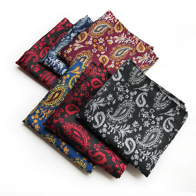 

18Style Men Handkerchief Silk Woven Dots Floral Pattern Hanky Men's Business Casual Square Pocket Handkerchief Wedding Hankies