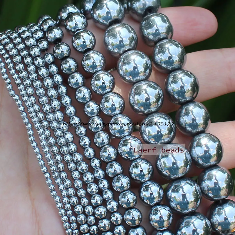 Shining!Natural Hematite Silver Color 2-12mm Round Loose beads,For DIY Jewelry Making !We provide mixed wholesale for all items!