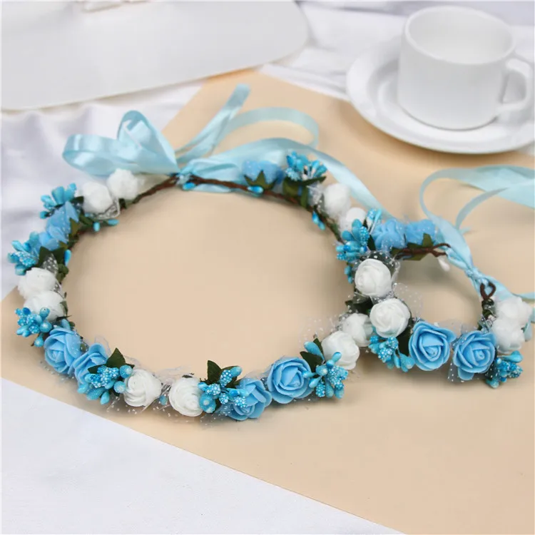 PE Rose Polsband Hoofdring voor Bruiloft Decoratie, Haar Bruidsmeisje Krans, Lood De Rol Haarband Handkleding, 13 Kleuren, 1 Set