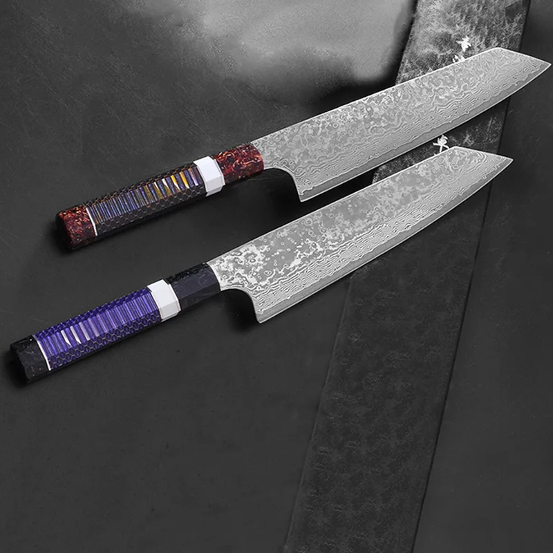 Super Sharp Damascus Steel Meat Vegetable Fish Fruit Chef Cooking Tool Gyuto Knife with Non-slip Handle