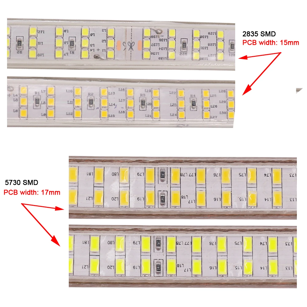 Super Bright 2835 5730 taśmy LED światła 220V 110V 240LED/276LED elastyczny pasek ściemniania wodoodporny IP67 na zewnątrz i dekoracji wnętrz