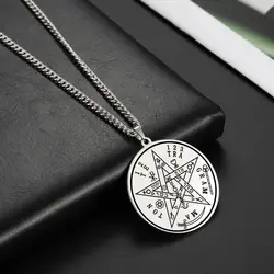 LIKGREAT Vintage Wicca Necklace Tetragrammaton Pendant Wahyeh Blessed Pentagram of Solomon Amulet Stainless Steel Jewelry
