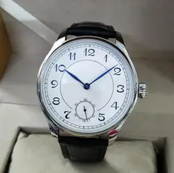 GEERVO No logo 44mm White dial blue hand Arabic number Manual mechanical men's watch ST3621 movement