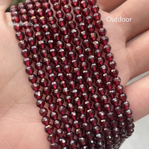 Natürliche AAA Brasil Red Granat Face Cace Round Accounts for Women, Shinny Stone, um Schmuck, DIY -Armband und Strang Halskette zu machen, 4mm 9 Hauptverkäufe Rotkristall - №1