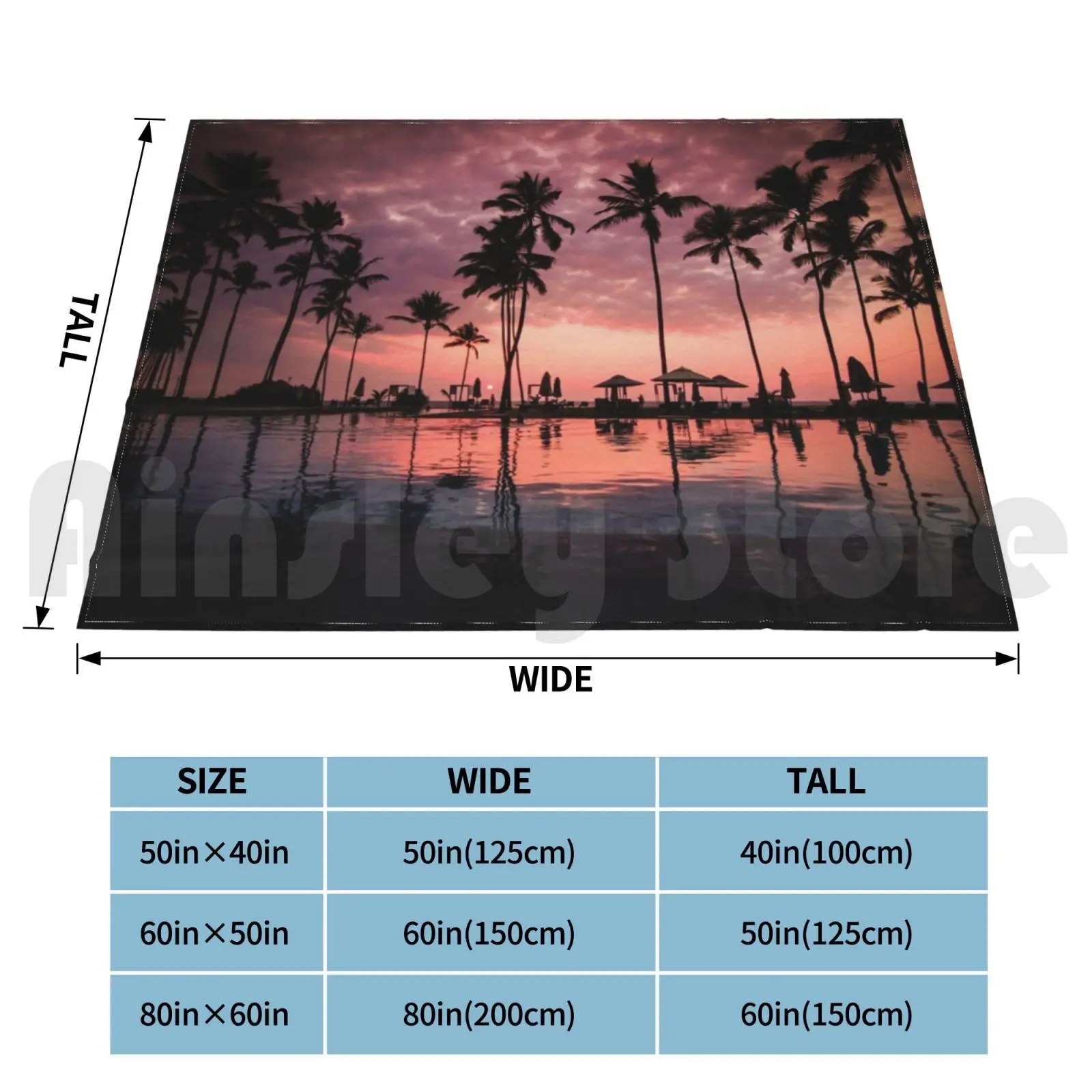 Pool Aesthetic Sunset Tropical Vibes Print Blanket Fashion Custom Pool Swim Swimming Water Ocean Beach Summer