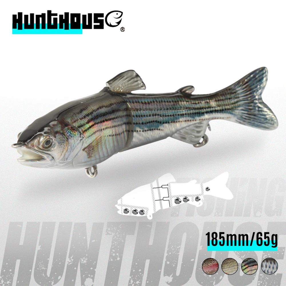 hunthouse Muskie Musky fishing pike lure laser 185mm 65g wobblers 2 Section Swimbait brand Fishing Lures Artificial Bait