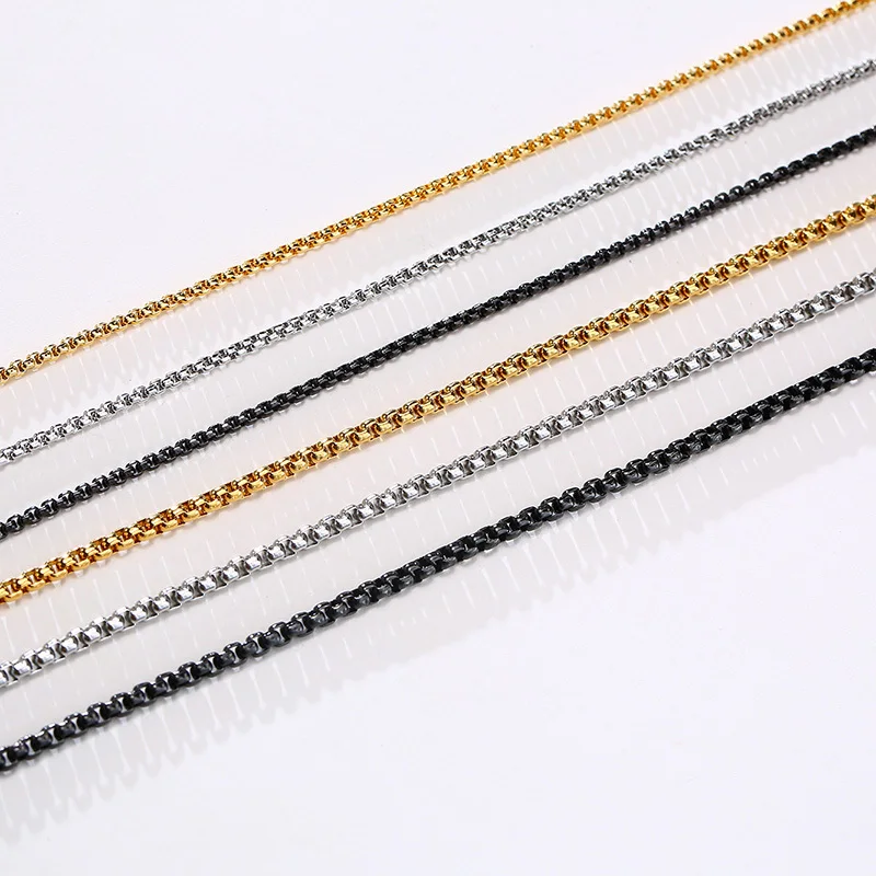 Vnox Basic 2-7mm Wide Square Rolo Round Box Chain Necklaces for Men Women, Stainless Steel CollarJewelry, 45/50/55/60/66/70cm