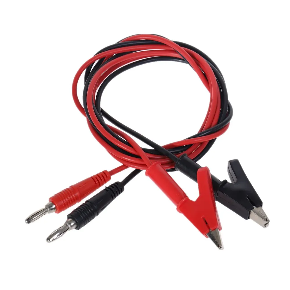 2pcs Copper 4mm Banana Plug to Shrouded Alligator 15A Banana Plug to Alligator Clip Cable Leads 1M For Testing Probe