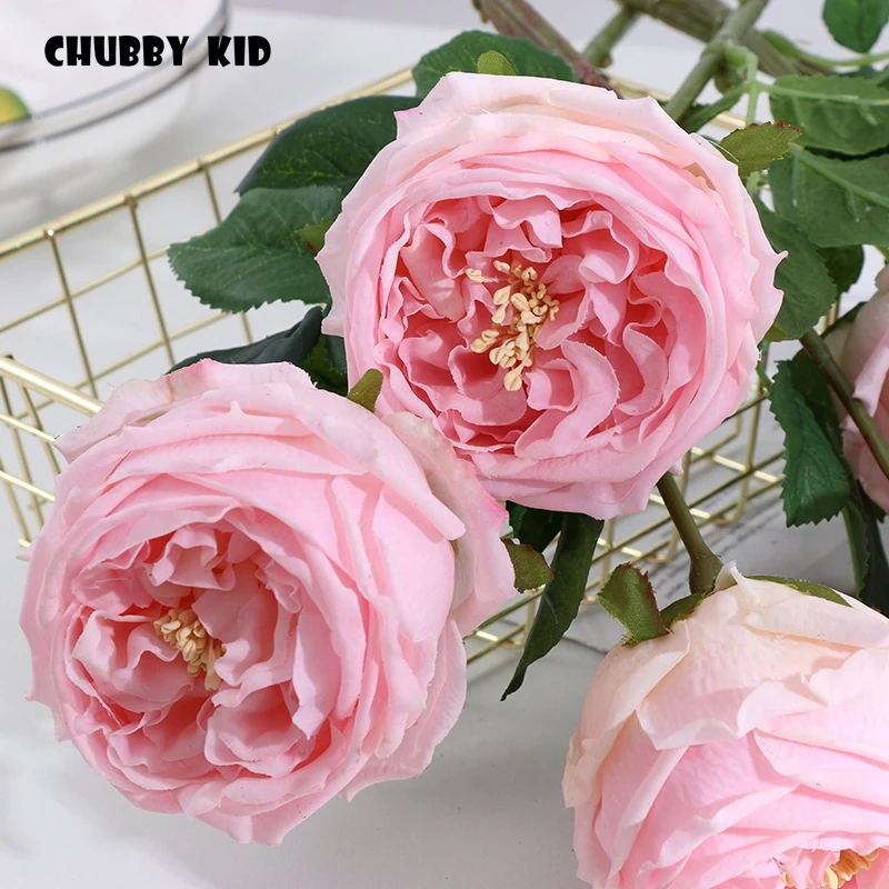 

12pcs/lot ! real touch Felt moisturizing Austin rose flower fake Austin Rose wedding decorative artificial rose wholesale peony