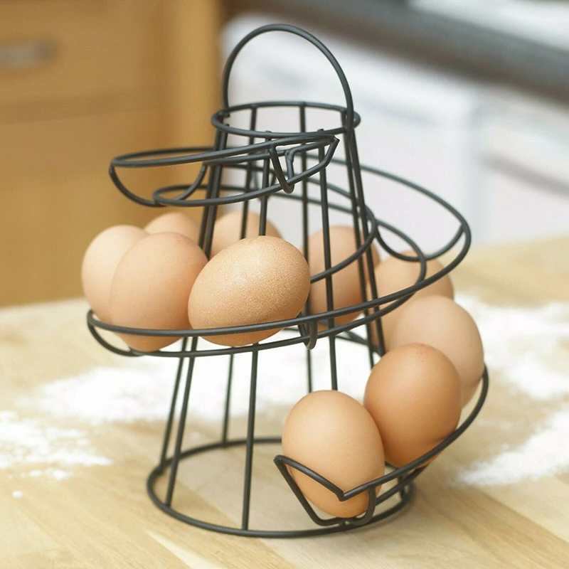 

Egg Holder Stand Kitchen Spiral Dispenser Egg Rack Basket Storage Space Up To 18 Large Capacity Egg Case Holder Box Container