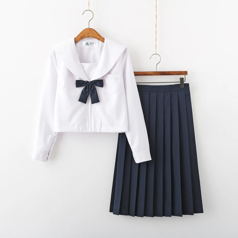 Pure white School Dress Lolita Summer skirt JK Japanese School Uniforms Top+Skirt+Tie Teen Girls Anime Cosplay Sailor Suits