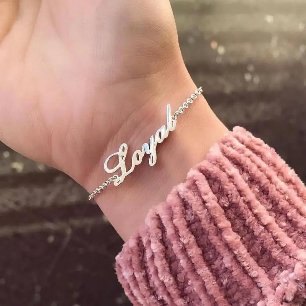 Customized Name Bracelet Stainless Steele Kid Women's Bracelet  boho jewellery Couple Bracelet Personal Gift Bracelets on Hand