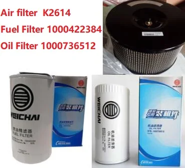 Fast Shipping air filter air cartridge K2614 Fuel Filter 1000422384 Oil Filter 1000736512 suit for Chinese brand