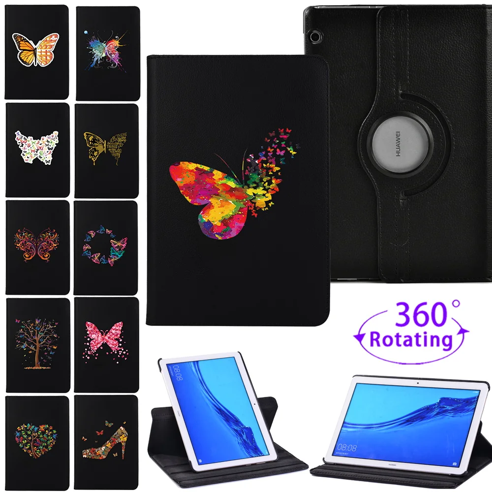 

For Huawei MediaPad T5 10 10.1" Case,360 Degree Rotating Folding Stand Tablet Cover for MediaPad T3 10 9.6" Case