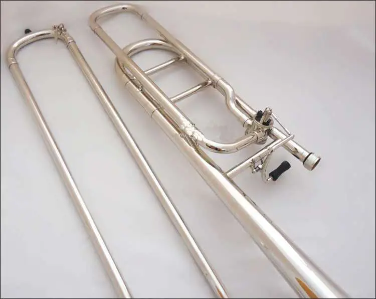 Newest Beautiful Bb/f  Tune Bach Tenor Trombone Nickel plated musical instrument with Mouthpiece Cleaning Stick Case