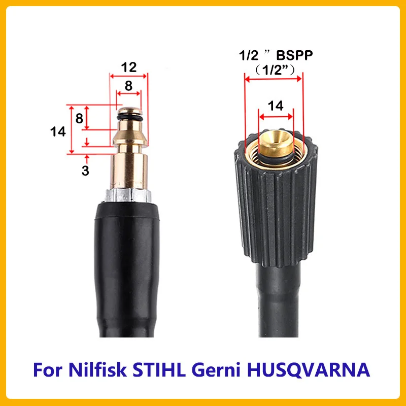 For Nilfisk Stihl BOSCH High Pressure Washer Outlet Hose Adaptor Connecter Spray Water Gun Car Wash Hose Joint Accessories