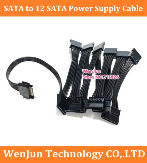 SATA male to 12 SATA female Hard Disk HDD SSD Power Cable Sata 1 Splitte to 12sata 15PIN For Chia Mining Server Hard