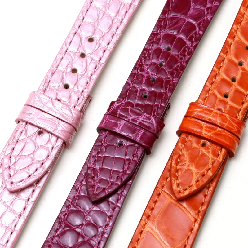 Pesno Colorful Alligator Leather Watch Band Round Grain Genuine Crocodile Leather Watch Strap for FM LONG ISLAND 902/950/952