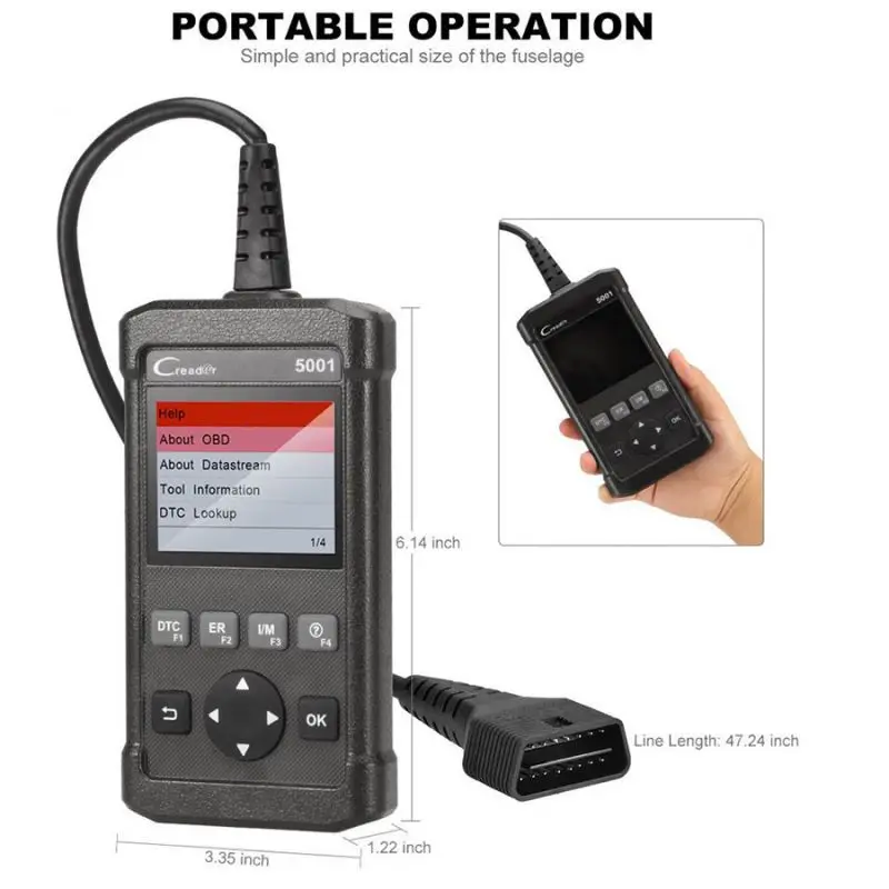 Launch Code Reader 5001 Vehicle Diagnostic Tool Full OBDII/EOBD Diagnostic Functions Car Scanner Diagnostic Tool