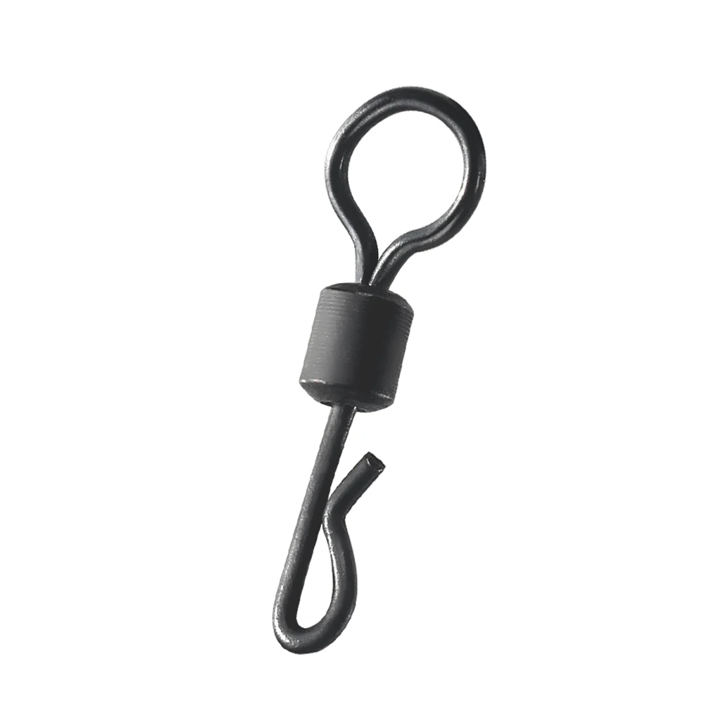 DNDYUJU 30pcs Fishing Rigs Snap Big Eye Carp Fishing Quick Change Swivels Q-Shaped  Matt Black Color Fishing Connector