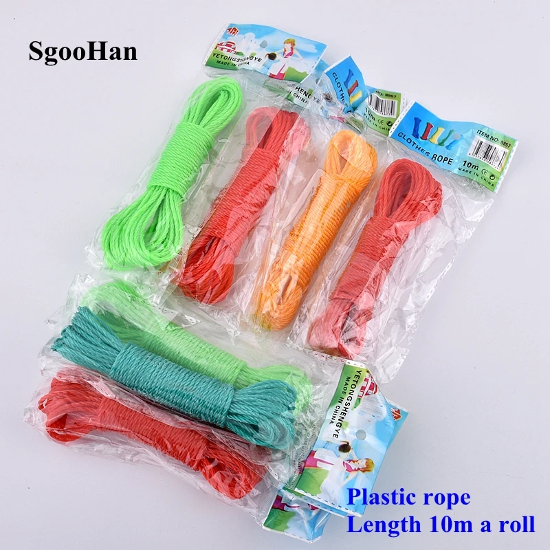 10m/Roll Colorfull Plastic Rope Home Clothesline Rope Rainproof cloth Tarpaulin Fixing Sun Shading Net DIY Tools Lashing Ropes