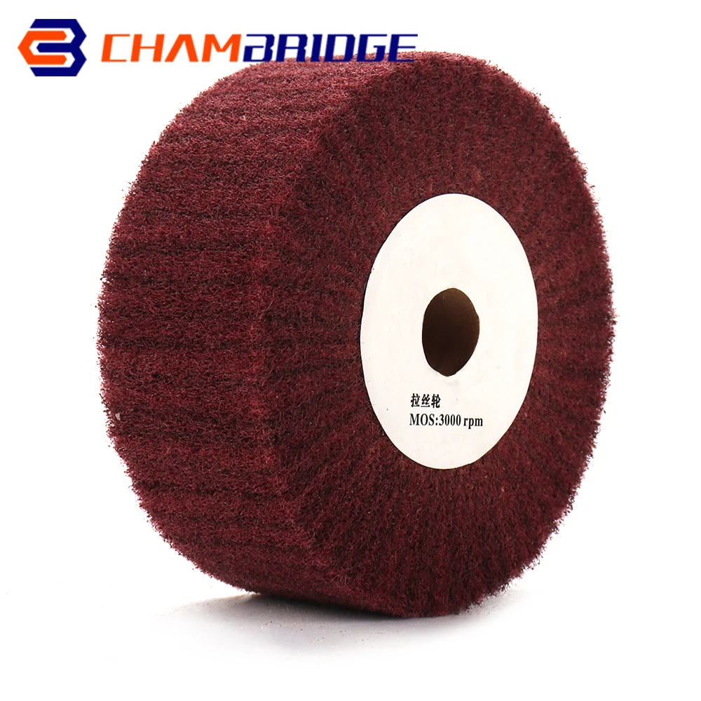 100/125/150/200/250/300mm Non-woven Flap Brush Polishing Wheel Grit 320 Metal Woodworking Scouring Pad 20mm Bore 1\'\'/2\'\' Thick